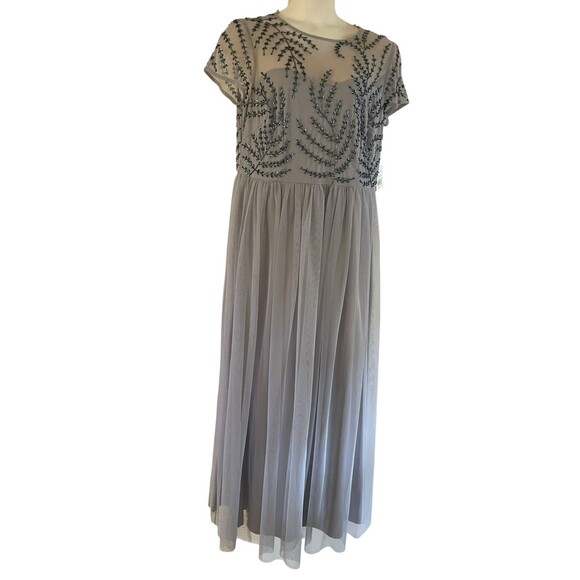 NWT $250 Davids Bridal Mother Of The Bride Prom Ball Gown Plus Size 16 W Silver - Picture 6 of 8